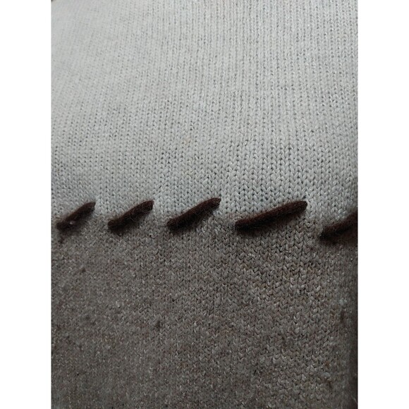 Chamonix Women Knit Beige colorblock stitch Silk Angora Blend Sweater Size Large - Picture 4 of 7